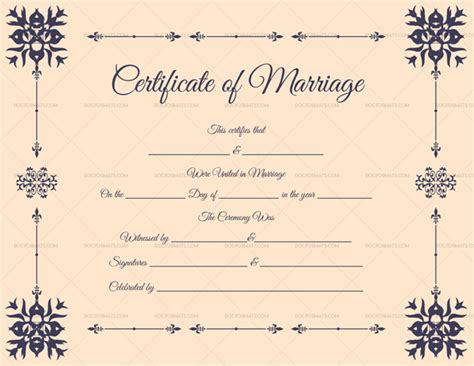 Editable Marriage Certificates - For Word & PDF Format - Dotxes