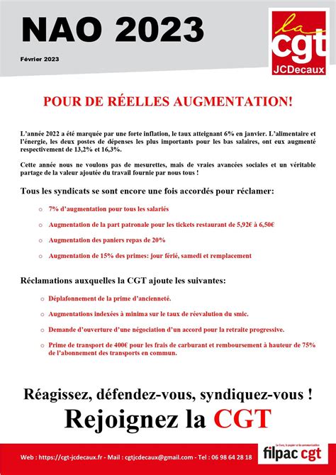 NAO 2023 REVENDICATIONS CGT Syndicat CGT JCDecaux