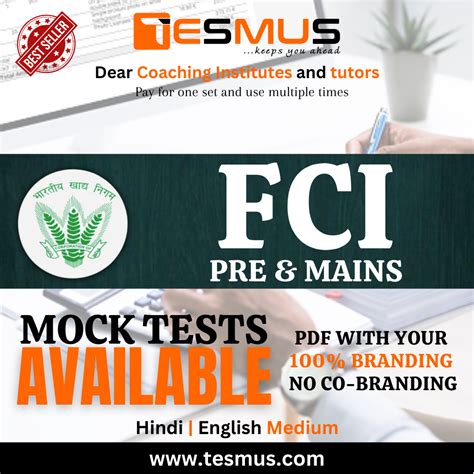 FCI Pre Mock Tests For Coaching Institutes Only