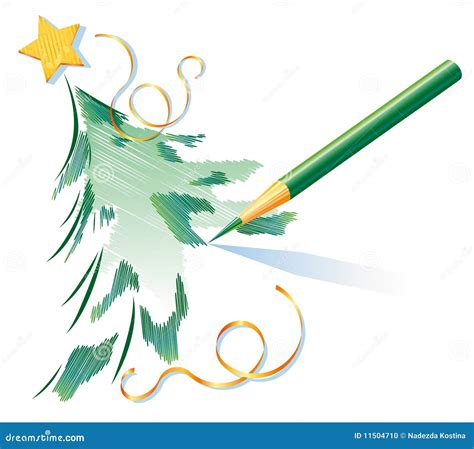 Pencil Drawing Of A Christmas Tree Stock Vector - Illustration of ...