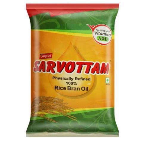 Super Sarvottam Physically Refined 100 Rice Bran Oil 1 L Jiomart