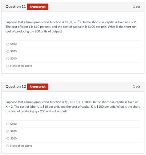 Solved Suppose That A Firm S Production Function Is Chegg