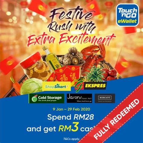 Touch N Go Ewallet Cny Rm Cashback Promotion At Cold Storage Mercato