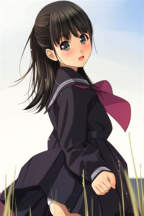 Safebooru 1girl Arm At Side Bangs Black Hair Black Sailor Collar