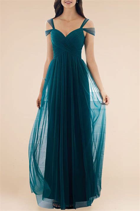 Teal Tulle Off The Shoulder Sweetheart Bridesmaid Dress Dark Teal