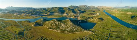 Aerial View Of Neretva Delta Valley River Near Ploce Croatia Stock