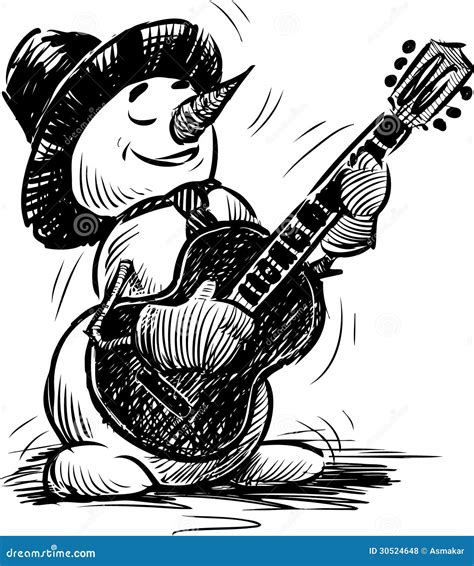 Mu Eco De Nieve Que Toca La Guitarra Ilustraci N Del Vector