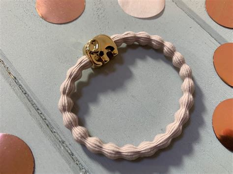 Lupe Elephant Charm Hairband Bracelet Nude Gold Lizzielane