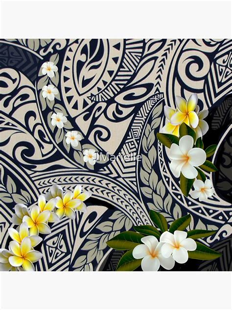 Traditional Hawaiian Tapa And Plumeria Sticker For Sale By JMarielle