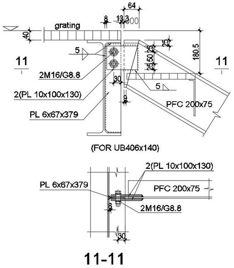 AutoCAD 2D Drawing Of Steel Plate Bolt And Grating Panel Details CAD