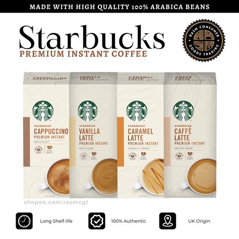 Starbucks Premium Instant Coffee Sachets 5x22g Cappuccino Vanilla Caramel Caffe Latte