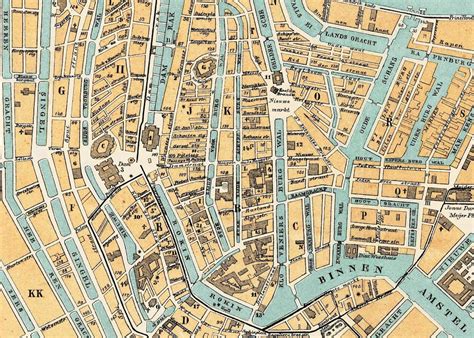 Amsterdam Map 1884 Old Map Of Amsterdam Holland Netherlands Etsy