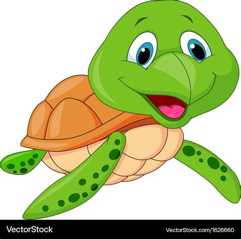 Cute Sea Turtle Cartoon Royalty Free Vector Image