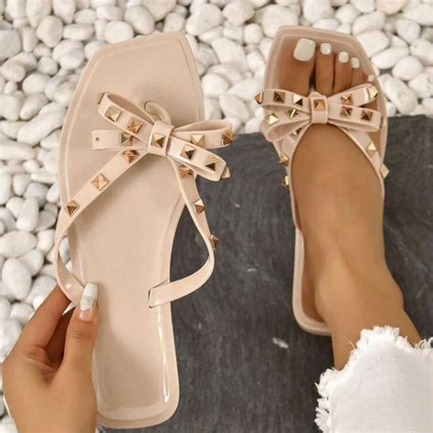 Shoes Nude Studded Bow Jelly Flat Sandal Poshmark