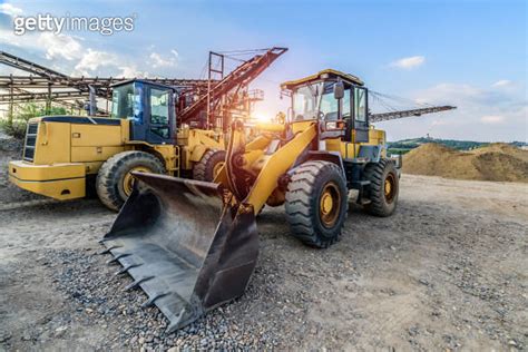 Excavator At Sandpit During Earthmoving Works