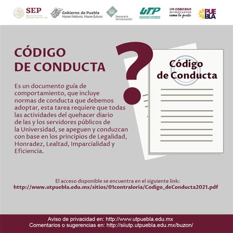 UTPuebla on Twitter CódigoDeConducta Documento guía de