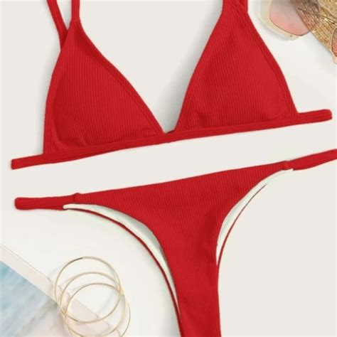 Shein Swim Sexy Cheeky Red Bikini Poshmark