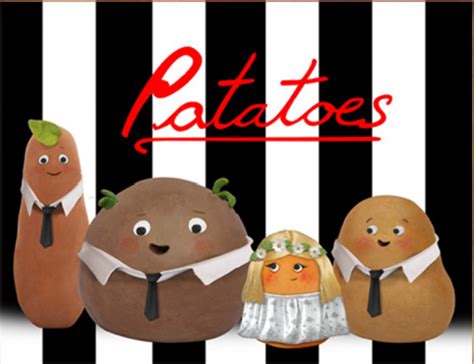 an image of three people dressed up in potato costumes with the word ...