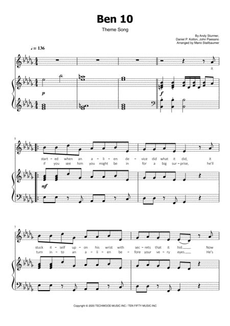 Ben 10 Theme Song By Digital Sheet Music For Download And Print H0