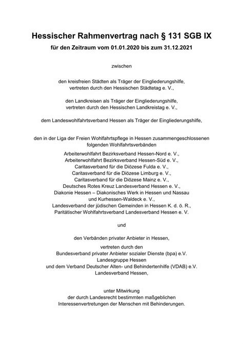 PDF Hessischer Rahmenvertrag Nach 131 SGB IX Hessischer