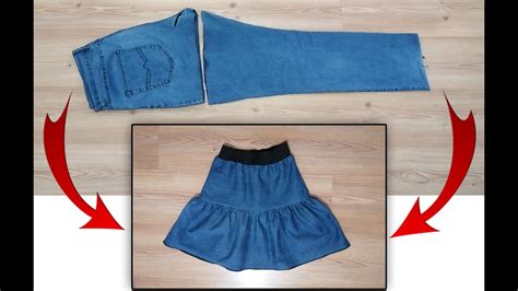 Eski Kot Pantolondan Etek Yap M Making Skirt From Old Jeans Youtube