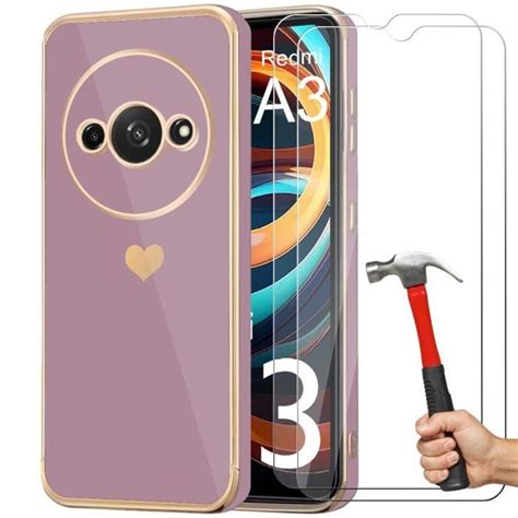 Coque Verres Tremp S Pour Xiaomi Redmi A Antichoc En Tpu Violet