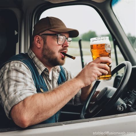 Truck Driver Distracted Stable Diffusion Online