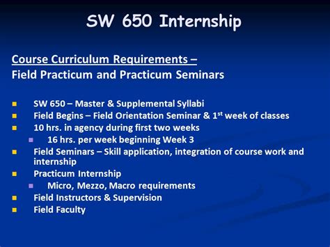 Blueprint For MSW I Foundation Year Field Practicum SW 650 Course