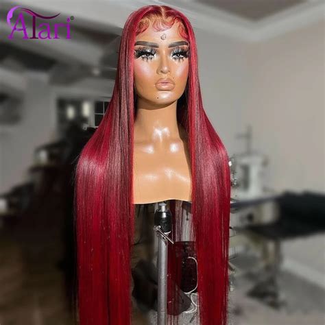 Perruque Lace Closure Wig Br Silienne Naturelle Cheveux Lisses Rouge