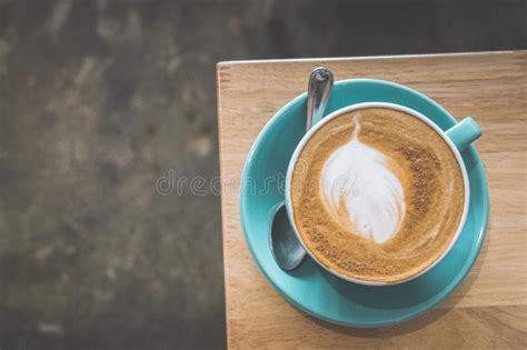 A Cup Of Coffee Latte With Milk Foam In Porcelain Cup Stock Image