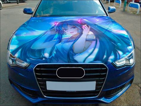 Anime Girl Car Hood Wrap Full Color Vinyl Decal Vocaloid Sticker Etsy