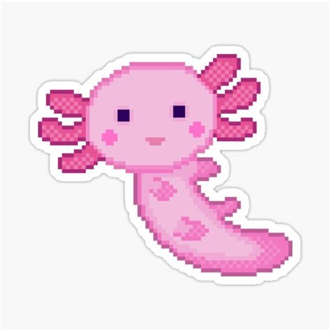 Cute Axolotl Minecraft Pixel Art Pink Sticker For Sale By Sezalilly