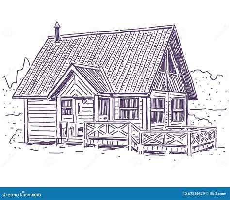 Wooden Cottage Stock Vector Illustration Of Building 67854629