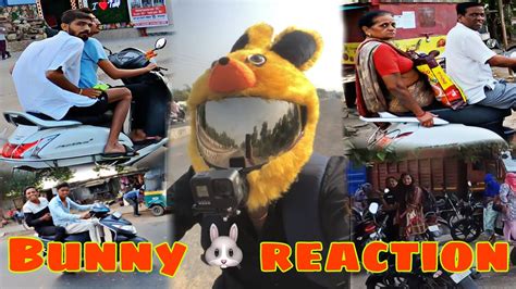 Crazy 😜 Public Reaction On Bunny 🐰 Helmet Cover Crazy Reaction On My Helmet Cover Youtube