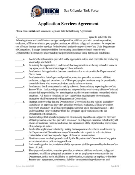 Utah Application Services Agreement Sex Offense Task Force Fill Out