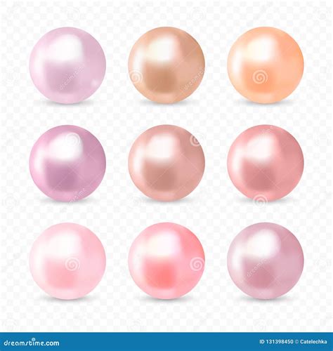 Beautiful Realistic Pink Pearl Collection Stock Vector Illustration Of Pearl Luxury 131398450