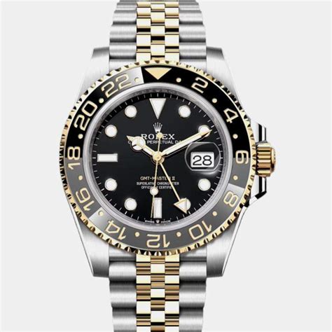 Rolex 18k Yellow Gold And Stainless Steel 40 Black Automatic Gmt Master Ii 126720 Grnr Rolex