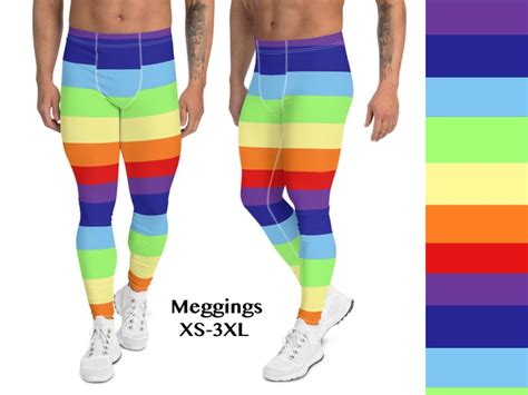 Rainbow Pride Striped Meggings Leggings For Men Activewear Gay Etsy