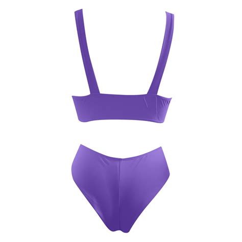 Gdreda Sexy Swimsuits For Women Bikini Set Solid V Neck Knot Front Push