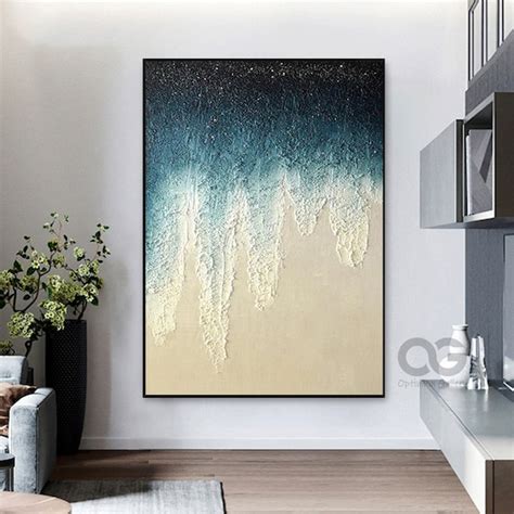 Framed Ocean Painting on Canvas Large Textured Coastal Wall - Etsy