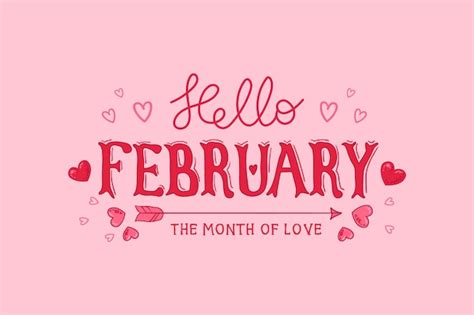 Free Vector Hand Drawn Hello February Lettering