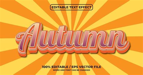 Efecto de texto editable de otoño Vector Premium