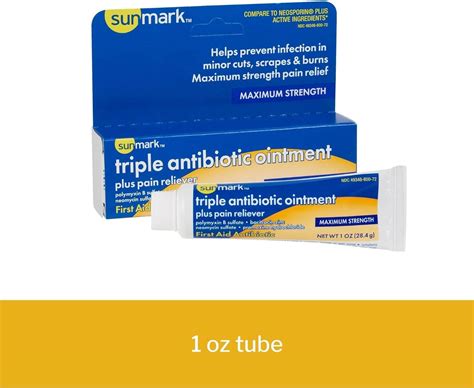 Sunmark Triple Antibiotic Ointment Plus Pain Reliever Oz Fast