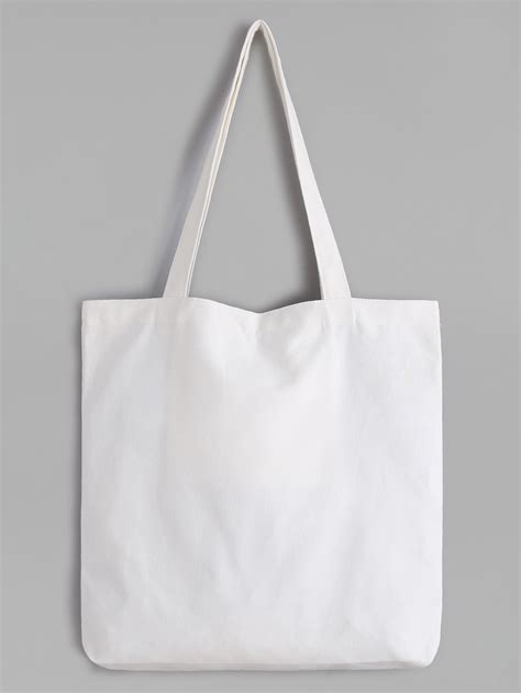 White Slogan Print Canvas Tote Bag Sheinsheinside