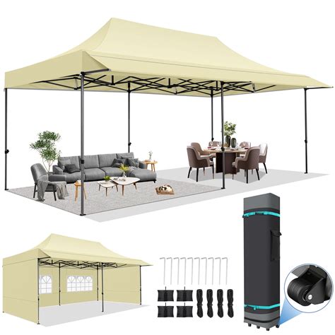 HOTEEL 10X20 Ft Canopy With Extended Awning Heavy Duty EZ Pop Up