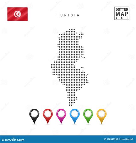 Vector Dotted Map Of Tunisia Simple Silhouette Of Tunisia National