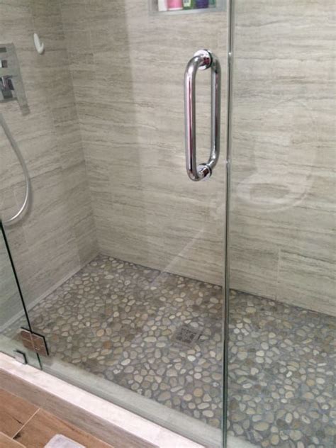 Bali Cloud Pebble Tile Pebble Tile Shower Design Rustic Bathroom