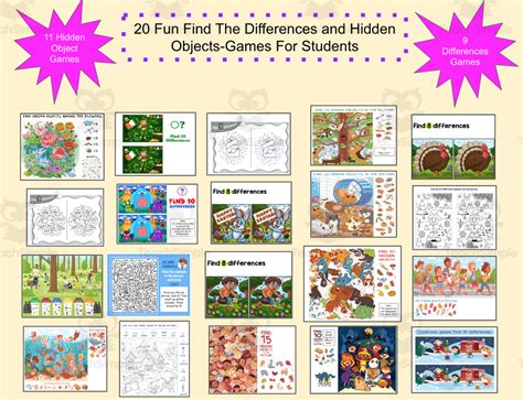 20 Hidden Objects Find The Differences Puzzles And Games By Teach Simple