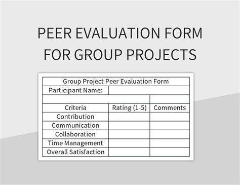 Free Peer Evaluation Form Templates For Google Sheets And Microsoft