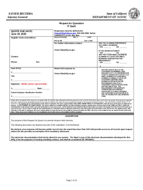 Request For Quotations RFQ U S Embassy In El Salvador Doc Template